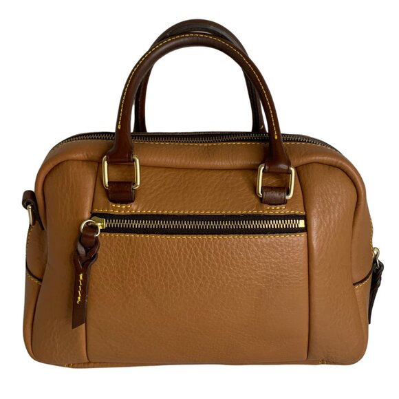 Dooney & Bourke Brown Leather Satchel Handbag with Lock Charm VTG - Picture 4 of 14